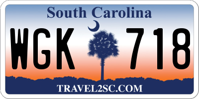 SC license plate WGK718