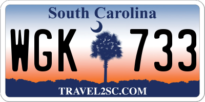 SC license plate WGK733