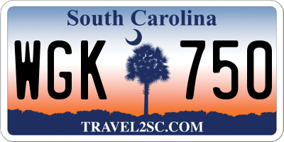 SC license plate WGK750