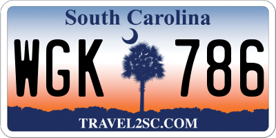 SC license plate WGK786