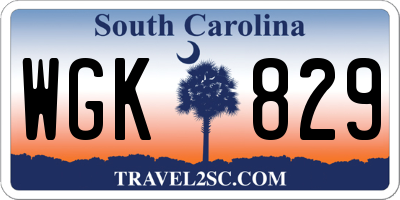 SC license plate WGK829