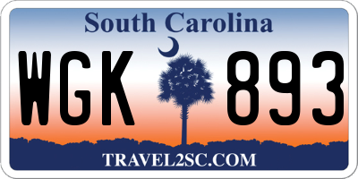 SC license plate WGK893