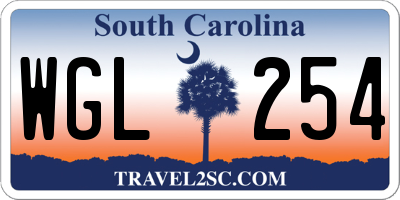 SC license plate WGL254