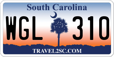 SC license plate WGL310