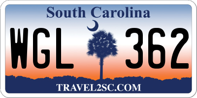 SC license plate WGL362