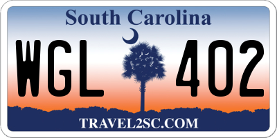 SC license plate WGL402