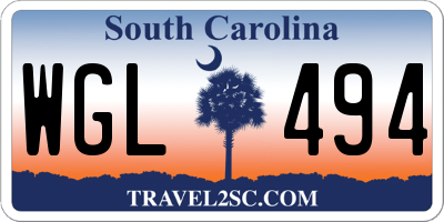 SC license plate WGL494