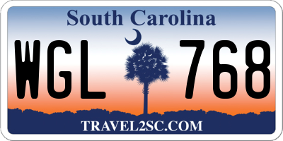 SC license plate WGL768