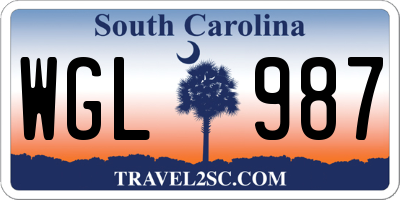 SC license plate WGL987