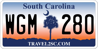 SC license plate WGM280