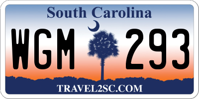 SC license plate WGM293