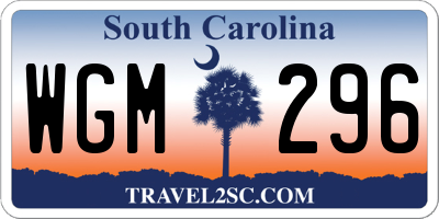 SC license plate WGM296