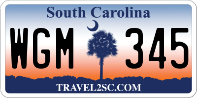 SC license plate WGM345