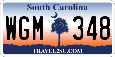 SC license plate WGM348