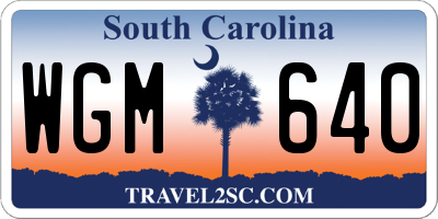 SC license plate WGM640