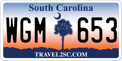 SC license plate WGM653