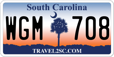 SC license plate WGM708