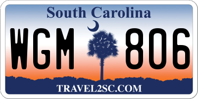 SC license plate WGM806