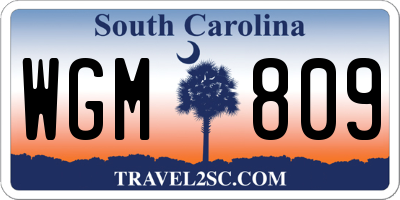 SC license plate WGM809