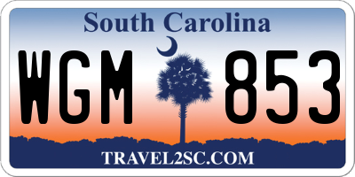 SC license plate WGM853