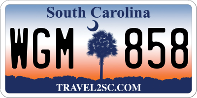 SC license plate WGM858