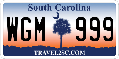 SC license plate WGM999