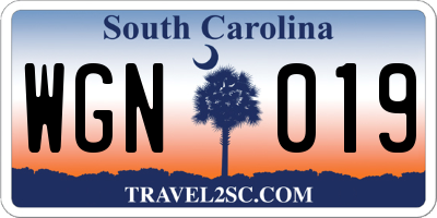SC license plate WGN019