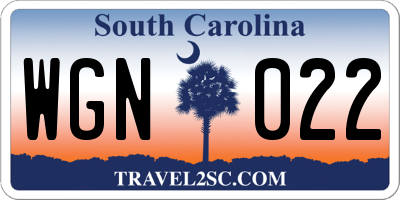 SC license plate WGN022