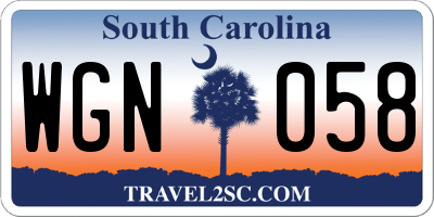 SC license plate WGN058