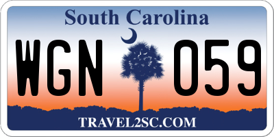 SC license plate WGN059