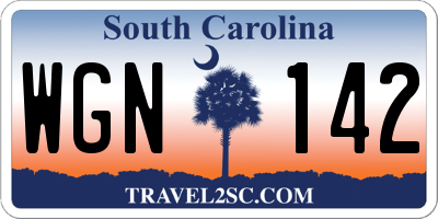 SC license plate WGN142