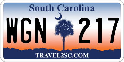 SC license plate WGN217