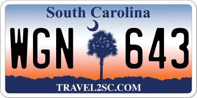 SC license plate WGN643