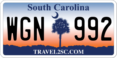 SC license plate WGN992