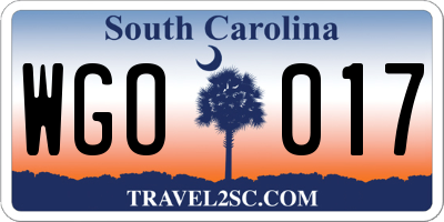 SC license plate WGO017