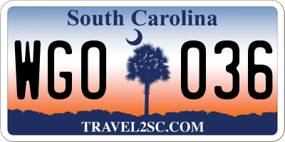 SC license plate WGO036