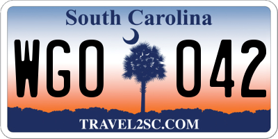 SC license plate WGO042