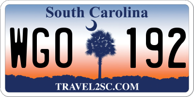 SC license plate WGO192