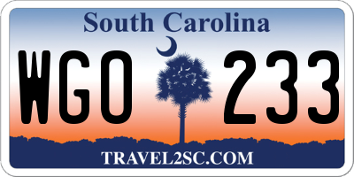 SC license plate WGO233