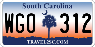 SC license plate WGO312