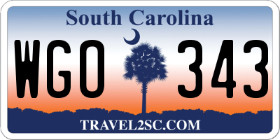 SC license plate WGO343