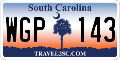 SC license plate WGP143