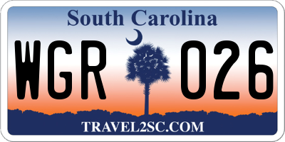 SC license plate WGR026