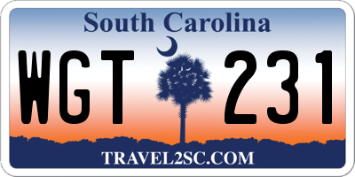 SC license plate WGT231