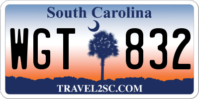 SC license plate WGT832