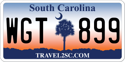 SC license plate WGT899
