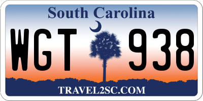 SC license plate WGT938