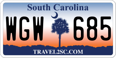 SC license plate WGW685