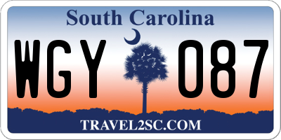 SC license plate WGY087