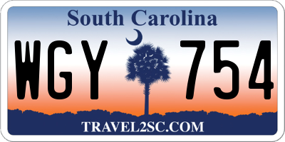 SC license plate WGY754
